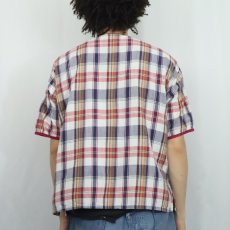 画像3: 60's USA製 チェック柄 ヘンリーネック コットンシャツ L (3)