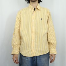 画像2: Ralph Lauren "CUSTOM FIT" ストライプ柄 コットンボタンダウンシャツ L (2)
