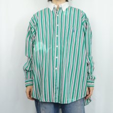 画像2: 90's Ralph Lauren "The Big Shirt" マルチストライプ柄 コットンボタンダウンシャツ L (2)