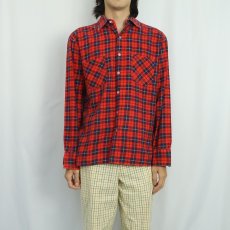 画像2: 80's Dickies チェック柄 プリントネルシャツ M (2)