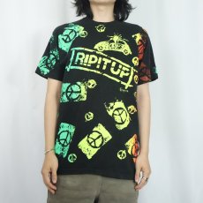 画像3: 90's USA製 "RIP IT UP" ピースマーク プリントTシャツ BLACK L (3)