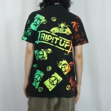 画像4: 90's USA製 "RIP IT UP" ピースマーク プリントTシャツ BLACK L (4)