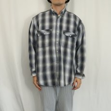 画像2: NEW RIVER SPORTS オンブレーチェック柄 ヘビーネル ボタンダウンシャツ L (2)