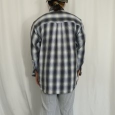 画像3: NEW RIVER SPORTS オンブレーチェック柄 ヘビーネル ボタンダウンシャツ L (3)