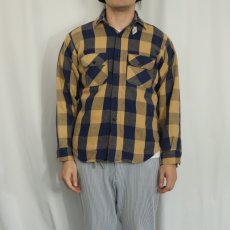 画像2: 70〜80's FIVE BROTHER USA製 ブロックチェック柄 ヘビーネルシャツ M (2)