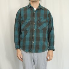 画像2: 90's DAKOTA バッファローチェック柄 ヘビーネルシャツ M (2)
