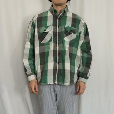 画像2: 70〜80's FIVE BROTHER USA製 ブロックチェック柄 ヘビーネルシャツ 2XL (2)