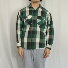 画像2: 70〜80's FIVE BROTHER USA製 ブロックチェック柄 ヘビーネルシャツ L (2)