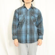 画像2: 80's OSHKOSH オンブレーチェック柄 ヘビーネルシャツ L (2)