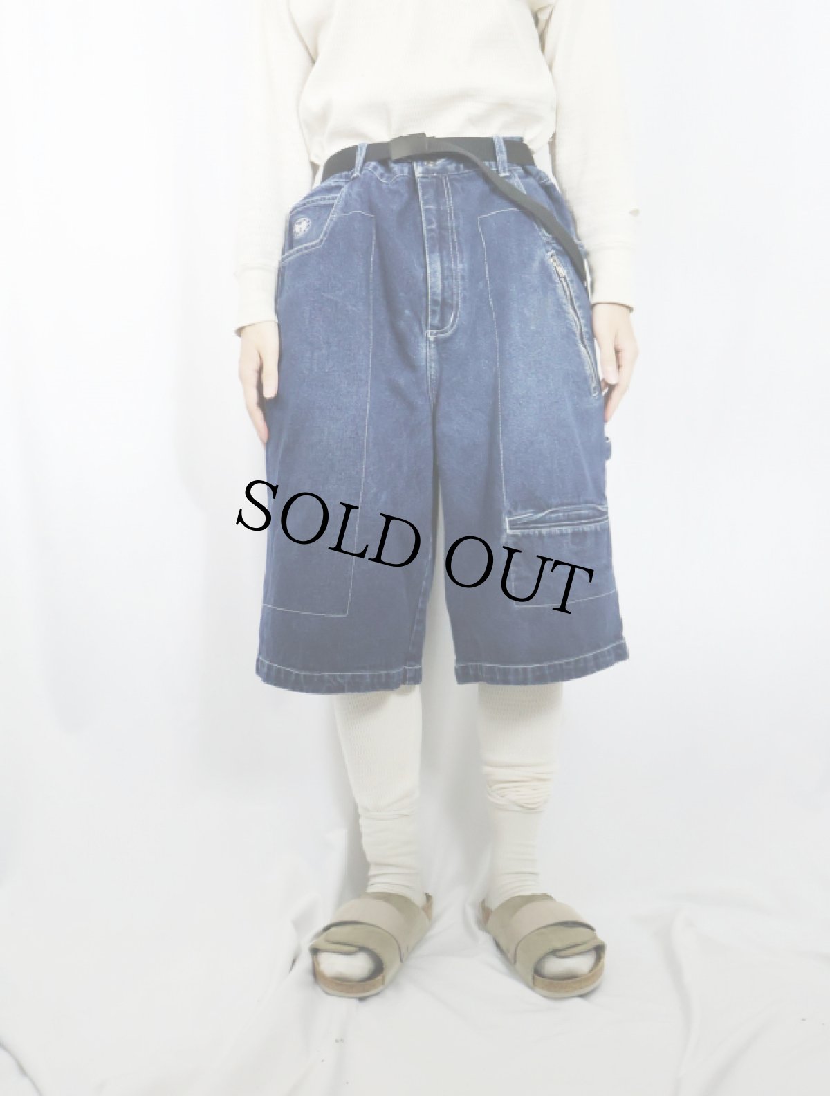 画像2: WU WEAR デニムペインターショーツ W37 (2)