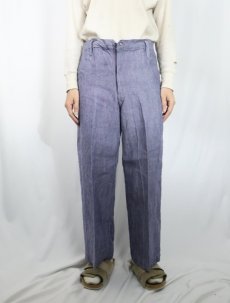 画像2: 50〜60's FRENCH MILITARY リネンセーラーパンツ "ワンウォッシュ" DEADSTOCK 【W33 L28】 (2)