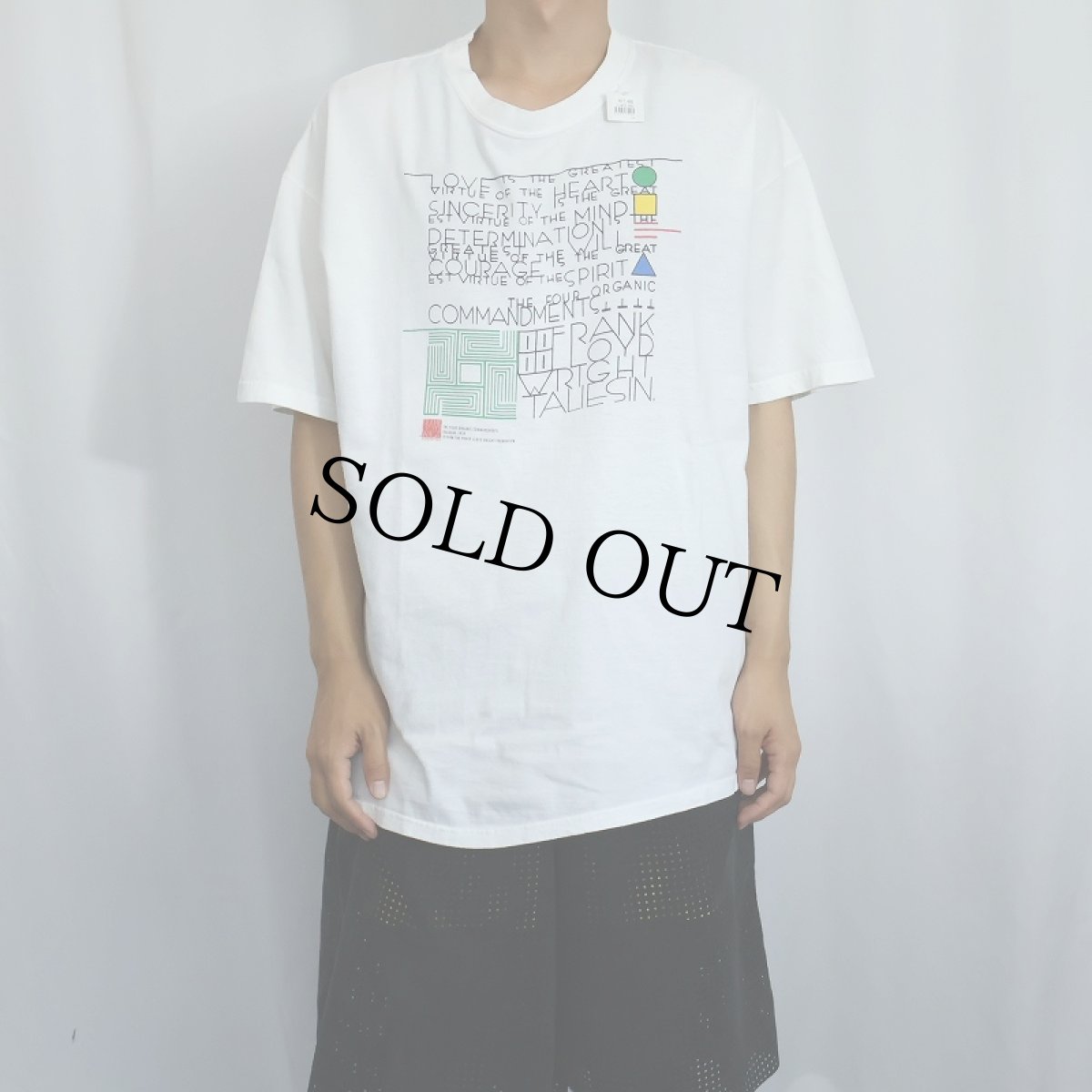 画像2: 90's〜 Frank Lloyd Wright "THE FOUR ORGANIC COMMANDMENTS" 建築家 アートプリントTシャツ XL (2)