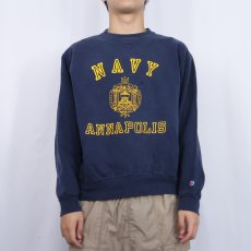画像2: 90's Champion 青刺繍タグ 中期 USA製 "NAVY" プリントスウェット NAVY XL (2)