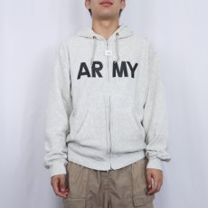 画像2: 90's U.S.ARMY PFU ロゴプリント スウェットジップパーカー X-LARGE (2)