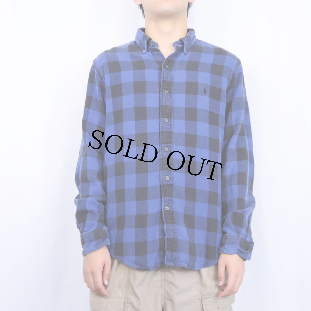 画像2: Ralph Lauren "CUSTOM FIT" バッファローチェック柄 コットンボタンダウンシャツ L (2)