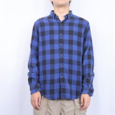 画像2: Ralph Lauren "CUSTOM FIT" バッファローチェック柄 コットンボタンダウンシャツ L (2)
