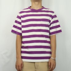 画像2: 90's LANDS' END USA製 ボーダー柄 ポケットTシャツ L (2)