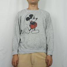 画像2: 80's Disney MICKEY MOUSE 白靴ミッキー キャラクタープリント ラグランスウェット XL (2)