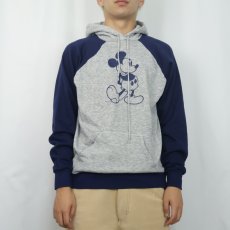 画像2: 80's Disney MICKEY MOUSE キャラクタープリント ラグランスウェットフーディー XL (2)
