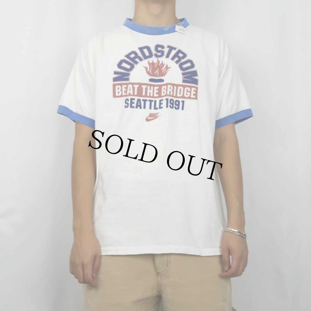 画像2: 90's USA製 "Nordstrom Beat the Bridge Run" マラソンイベント プリントリンガーTシャツ XL (2)