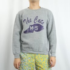 画像2: 80's RUSSELL ATHLETIC USA製 "The Cats" 前V ウイングフットプリントスウェット M (2)