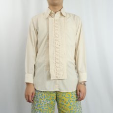 画像2: 70's L&M Fashions コットン×ポリエステル フリルシャツ M (2)
