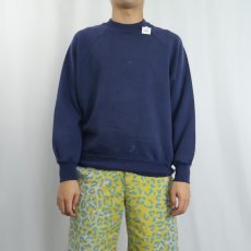 画像2: 80's USA製 無地ラグランスウェット NAVY XL (2)