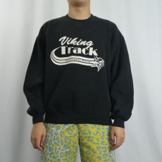 画像2: 90's RUSSELL ATHLETIC USA製 "Viking Track" プリントスウェット BLACK L (2)