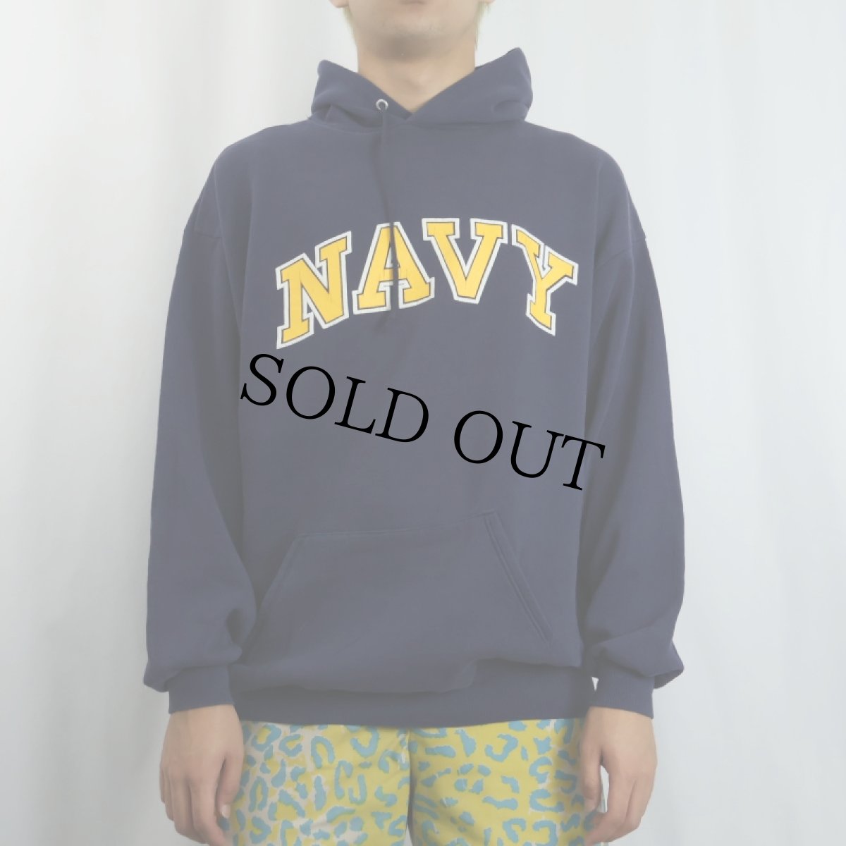画像2: 90's USA製 "NAVY" プリントスウェットフーディー NAVY XXL (2)
