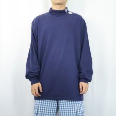 画像2: 90's New York Yankees USA製 ロゴ刺繍 モックネック ロンT NAVY 2XL (2)