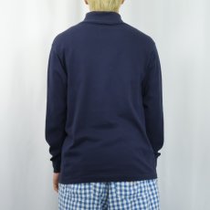 画像3: 90's Indians USA製 ロゴ刺繍 モックネック ロンT NAVY M (3)