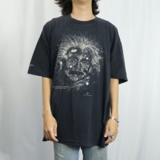 画像2: 90's Albert Einstein USA製 偉人 蓄光プリントTシャツ BLACK XXL (2)