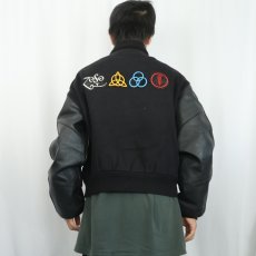 画像4: 90's Excelled USA製 バンドワッペン レザー×メルトンウールスタジャン BLACK M (4)