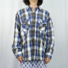 画像2: 80's OSHKOSH B'GOSH ブロックチェック柄 ヘビーネルシャツ (2)