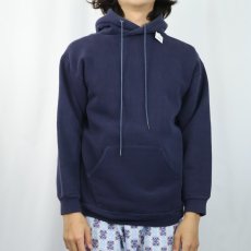 画像2: 70's RUSSELL ATHLETIC 金タグ USA製 無地スウェットフーディー NAVY M (2)