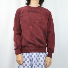 画像2: 80's BASSETT WALKER USA製 無地 フェードラグランスウェット M (2)