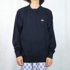 画像2: 70〜80's CHEMISE LACOSTE SPAIN製 ロゴワッペン ウール×アクリルニットセーター NAVY SIZE7 (2)
