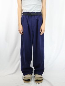 画像2: 50〜60's 2タック ウールスラックス NAVY W34 (2)