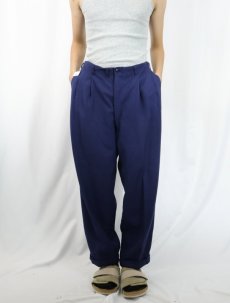 画像2: 50〜60's 2タック ウールスラックス NAVY W32 (2)