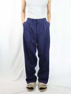 画像2: 60's 2タック ウールスラックス NAVY W31 (2)