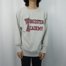 画像2: 90's Champion REVERSE WEAVE USA製 "WORCESTER ACADEMY" 染み込みプリントスウェット L (2)