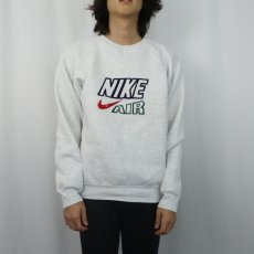 画像2: 90's NIKE 銀タグ USA製 ロゴ刺繍スウェット L (2)