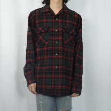 画像2: 50's PENDLETON チェック柄 ウールオープンカラーシャツ L (2)