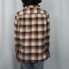画像3: PENDLETON オンブレーチェック柄 コットンオープンカラーシャツ M (3)