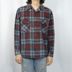 画像2: 70's PENDLETON USA製 チェック柄 ウールオープンカラーシャツ XL (2)