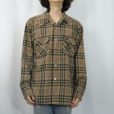 画像2: 70's PENDLETON USA製 チェック柄 ウールオープンカラーシャツ XL (2)