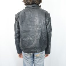 画像3: 〜80's FRENCH MILITARY レザーパイロットジャケット BLACK (3)