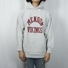 画像2: 90's CAMBER USA製 REVERSE WEAVE TYPE "MENDON VIKINGS" プリントスウェットフーディー L (2)