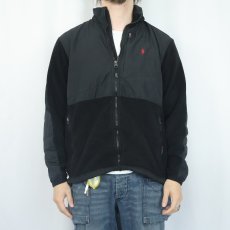 画像2: POLO Ralph Lauren 切り替えデザイン フリースジップジャケット BLACK M (2)