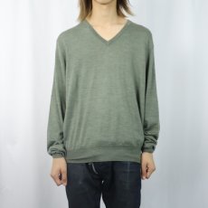 画像2: POLO Ralph Lauren ポニー無し Vネック メリノウール×シルクニットセーター L (2)